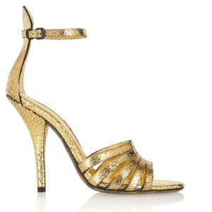 Bottega Veneta Metallic Gold Cracked Leather Heels